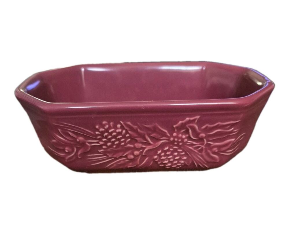 Longaberger Pottery Paprika Mini Small Loaf Bread Pan Woven Traditions